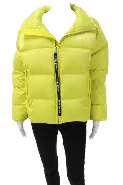 Tory Sport Women Basic Jacket Yellow Zip Polyester Long Sleeve Size S