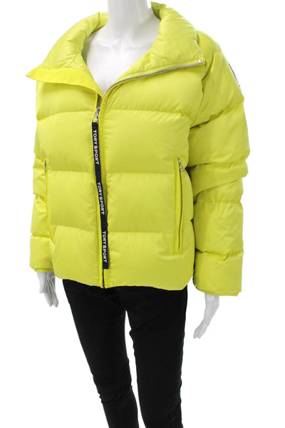 Tory Sport Women Basic Jacket Yellow Zip Polyester Long Sleeve Size S