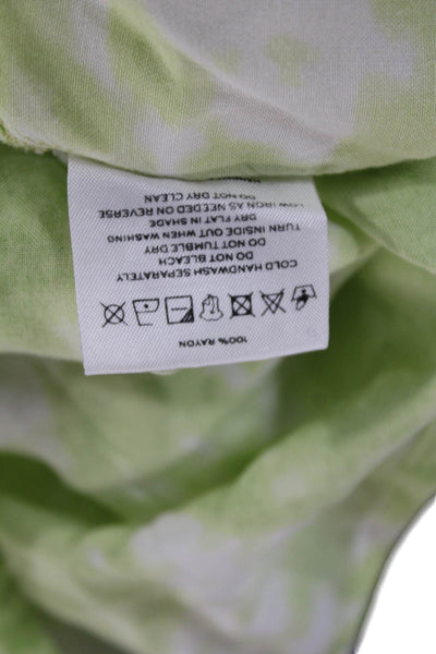 Faithfull The Brand Women Cropped Blouse Green Geometric Short Sleeve Size 4