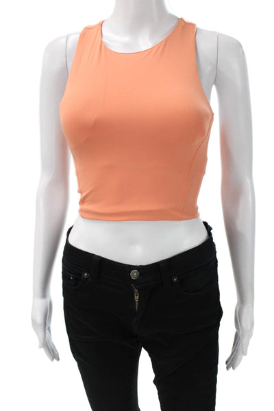 Lululemon Womens Orange Cropped Tank High Neck Sleeveless Nylon Size 2