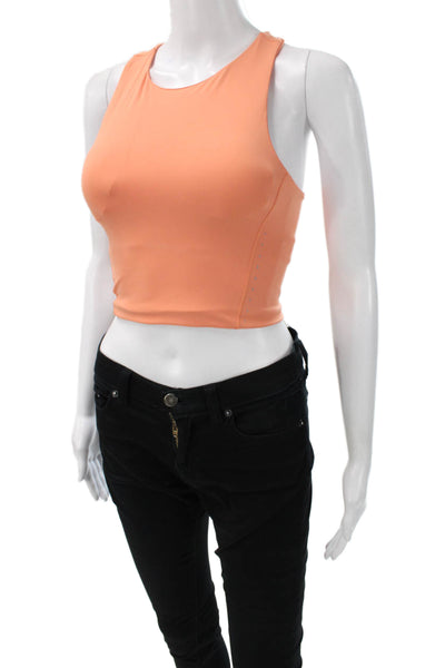 Lululemon Womens Orange Cropped Tank High Neck Sleeveless Nylon Size 2