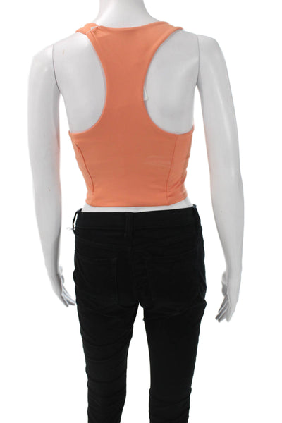 Lululemon Womens Orange Cropped Tank High Neck Sleeveless Nylon Size 2