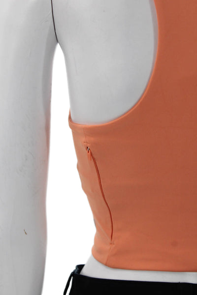 Lululemon Womens Orange Cropped Tank High Neck Sleeveless Nylon Size 2