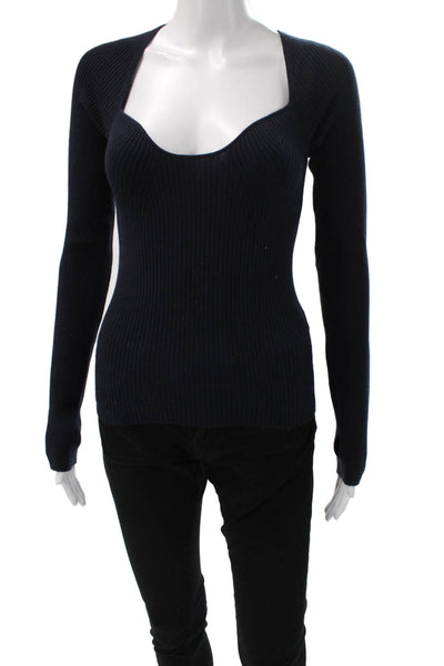 Pistola Womens Blue Cotton Square Neck Pullover Sweater Long Sleeve Size XS
