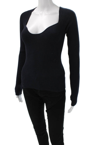 Pistola Womens Blue Cotton Square Neck Pullover Sweater Long Sleeve Size XS