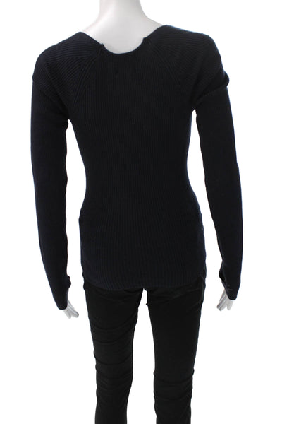 Pistola Womens Blue Cotton Square Neck Pullover Sweater Long Sleeve Size XS