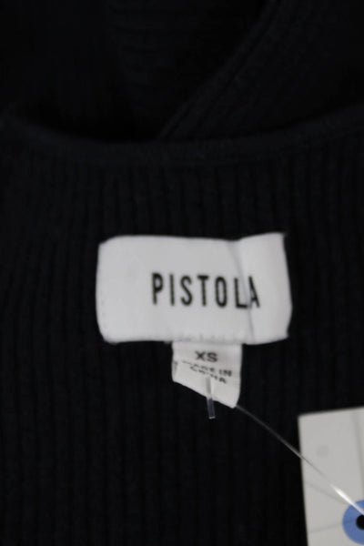 Pistola Womens Blue Cotton Square Neck Pullover Sweater Long Sleeve Size XS