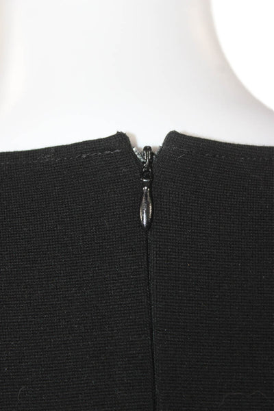 Derek Lam Women Tunic Blouse Black Floral Round Neck Short Sleeve Zip Size M