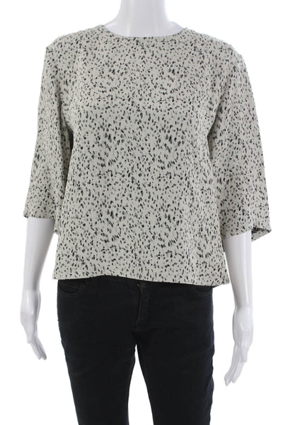 Maria McManus Women Blouse Gray Viscose Dot Round Neck 3/4 Sleeve Size S