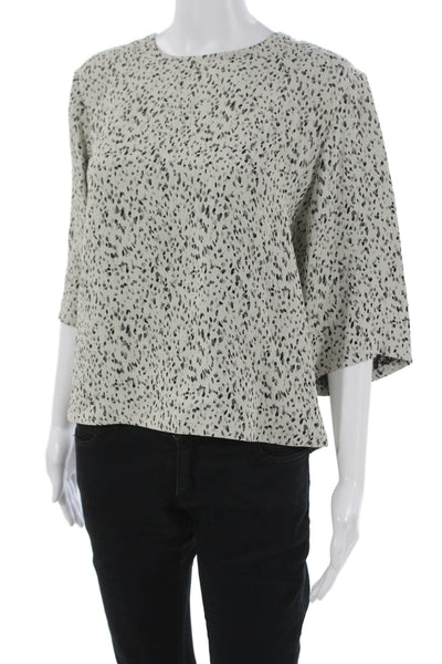 Maria McManus Women Blouse Gray Viscose Dot Round Neck 3/4 Sleeve Size S