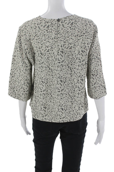 Maria McManus Women Blouse Gray Viscose Dot Round Neck 3/4 Sleeve Size S