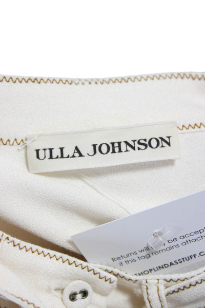 Ulla Johnson Womens Basic Viscose Ivory High Neck Long Sleeve Blouse Size 6