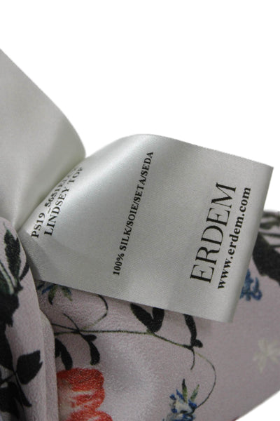 Erdem Womens Basic Silk Floral High Neck Long Sleeve Blouse Button Size 8