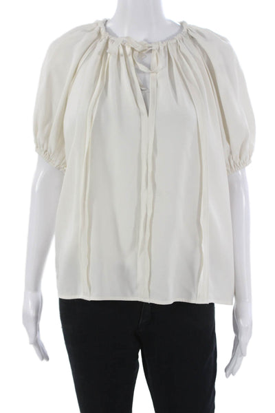 Ulla Johnson Women Ivory Basic Blouse Short Sleeve Round Neck Size 2