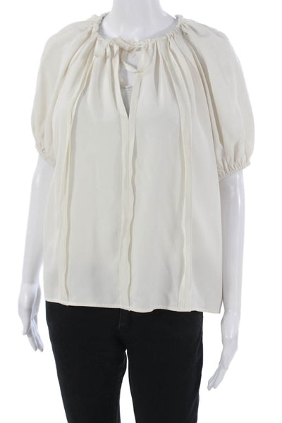 Ulla Johnson Women Ivory Basic Blouse Short Sleeve Round Neck Size 2