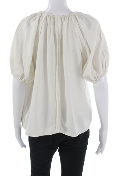 Ulla Johnson Women Ivory Basic Blouse Short Sleeve Round Neck Size 2