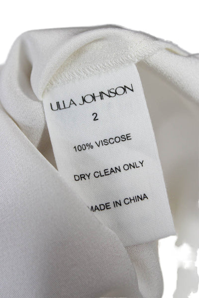 Ulla Johnson Women Ivory Basic Blouse Short Sleeve Round Neck Size 2