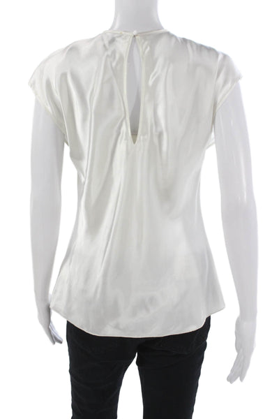 Forte_Forte Womens Basic Acetate V-Neck Sleeveless Blouse White Size 2