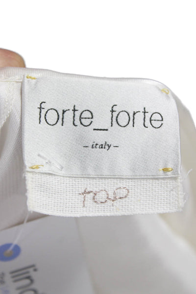Forte_Forte Womens Basic Acetate V-Neck Sleeveless Blouse White Size 2