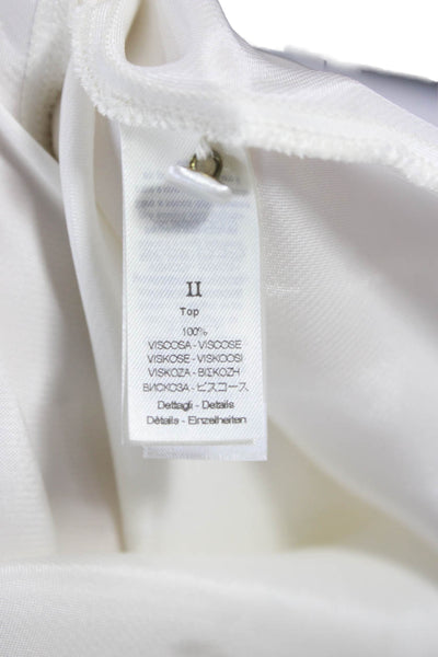 Forte_Forte Womens Basic Acetate V-Neck Sleeveless Blouse White Size 2