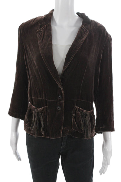 Ralph Lauren Polo Jeans Womens Basic Jacket Brown Rayon 3/4 Sleeve Size M