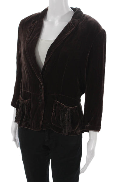 Ralph Lauren Polo Jeans Womens Basic Jacket Brown Rayon 3/4 Sleeve Size M