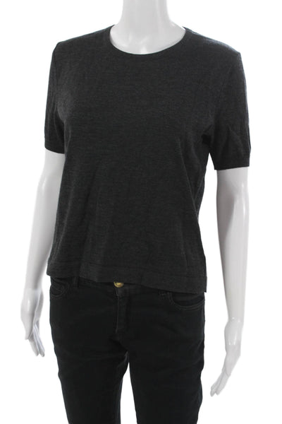 Hermes Womens Basic Black Wool Button-Up Round Neck Long Sleeve Sweater Size M