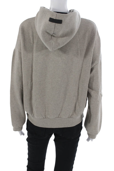 Essentials Unisex Pullover Hoodie High Neck Cotton Blend Beige Size XS