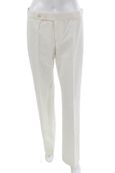 Ralph Lauren Black Label Women Dress Pants White Cotton Pull On Size 8