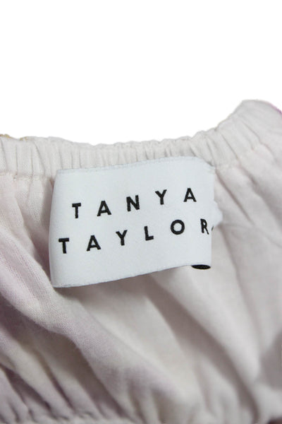 Tanya Taylor Women Mini Floral Cotton Square Neck Short Sleeve Dress Size M