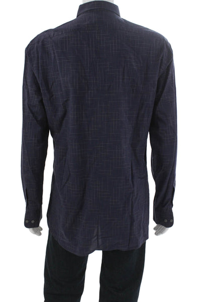 John Varvatos Star USA Mens Striped Long Sleeve Button-Down Shirt Blue Size L