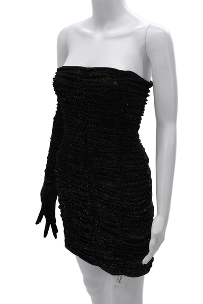 SAULEE Women Bodycon Strapless Black Polyester Dress Size 4
