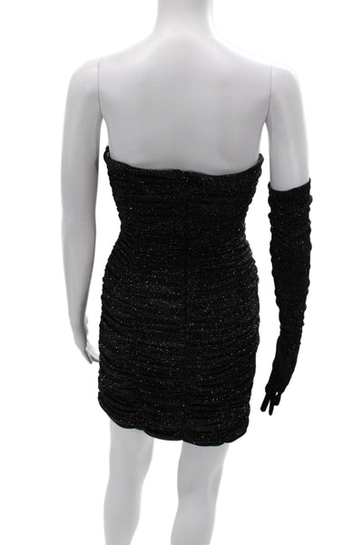 SAULEE Women Bodycon Strapless Black Polyester Dress Size 4