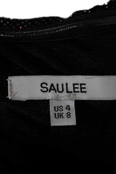 SAULEE Women Bodycon Strapless Black Polyester Dress Size 4