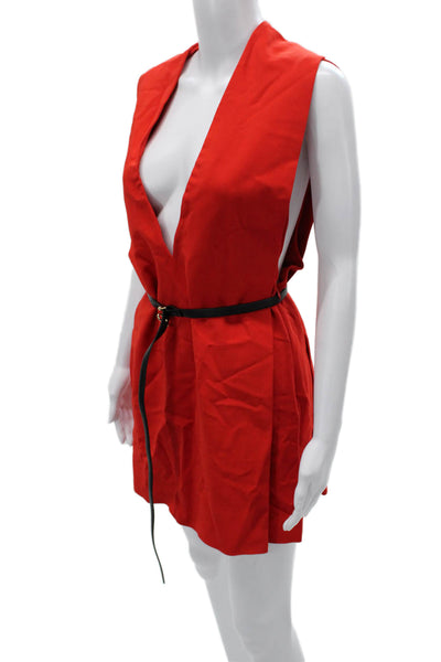 Sportmax Women Red V-Neck Sleeveless Mini Dress Polyester Blend Zip Size S
