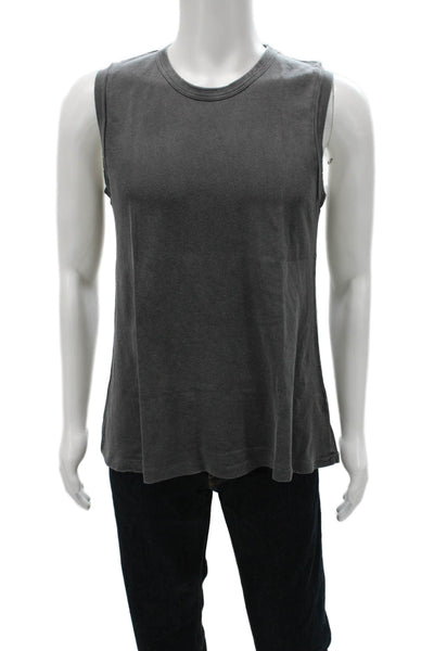 The Great Womens Basic Cotton Crewneck Tank Gray Sleeveless Size S