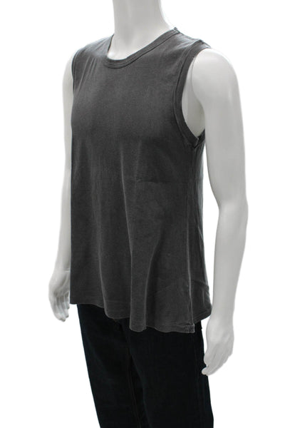 The Great Womens Basic Cotton Crewneck Tank Gray Sleeveless Size S