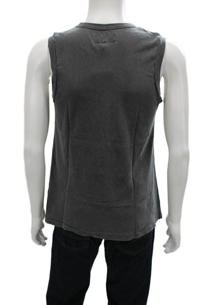 The Great Womens Basic Cotton Crewneck Tank Gray Sleeveless Size S