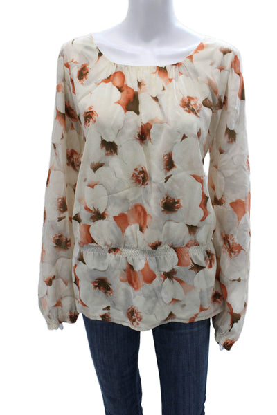 St. John Womens Silk Floral Tunic Blouse Boat Neck Long Sleeve Size 16
