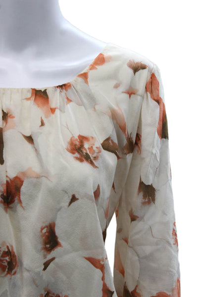 St. John Womens Silk Floral Tunic Blouse Boat Neck Long Sleeve Size 16