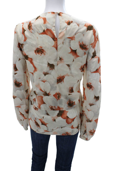 St. John Womens Silk Floral Tunic Blouse Boat Neck Long Sleeve Size 16
