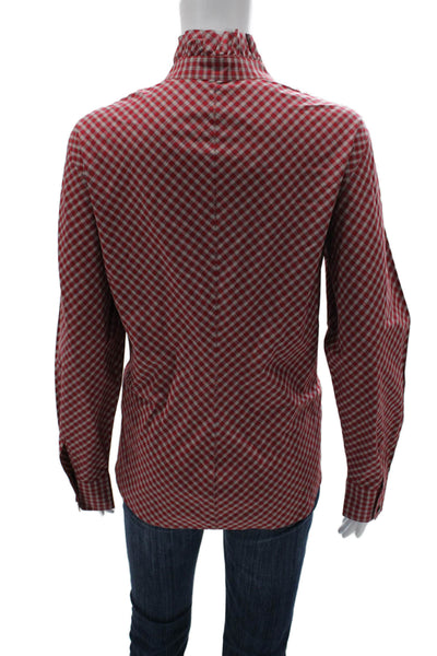 Pendleton Women Red Check Collared Button-Up Cotton Blouse Long Sleeve Size 18