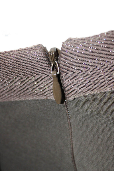Brunello Cucinelli Womens Pleated Wool Knee Length Skirt Brown Zip Size 10