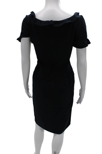 Valentino Womens Black Sheath Dress Scoop Neck Short Sleeve Zip Size M