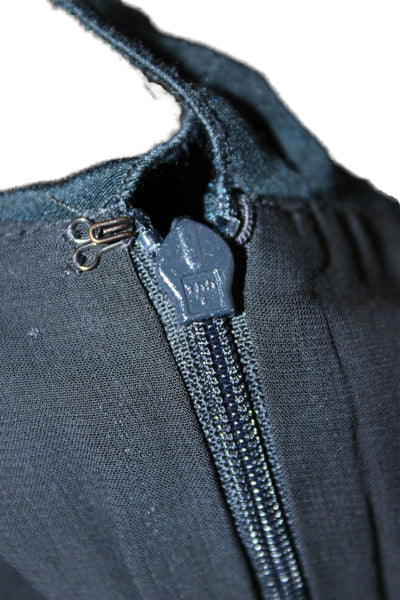 Valentino Womens Black Sheath Dress Scoop Neck Short Sleeve Zip Size M