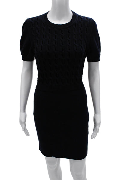 RED Valentino Womens Black Sweater Dress Short Sleeve Virgin Wool Size M