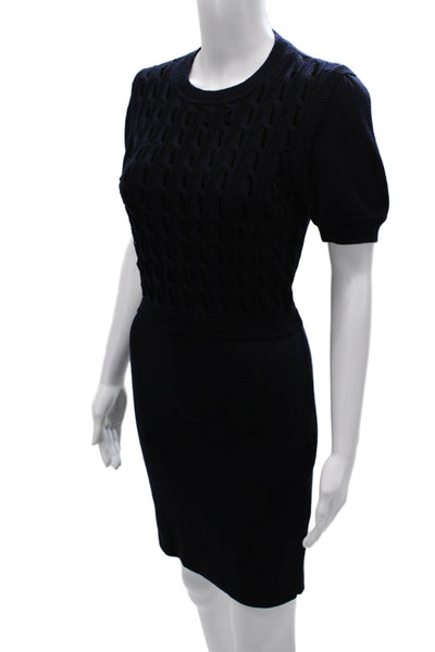RED Valentino Womens Black Sweater Dress Short Sleeve Virgin Wool Size M