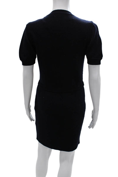 RED Valentino Women Sweater Dress Blue Virgin Wool Short Sleeve Size M