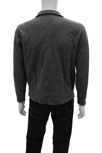 Polo Ralph Lauren Mens Collared Zip Pullover Sweatshirt Gray Cotton Size M