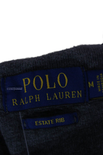 Polo Ralph Lauren Mens Collared Zip Pullover Sweatshirt Gray Cotton Size M